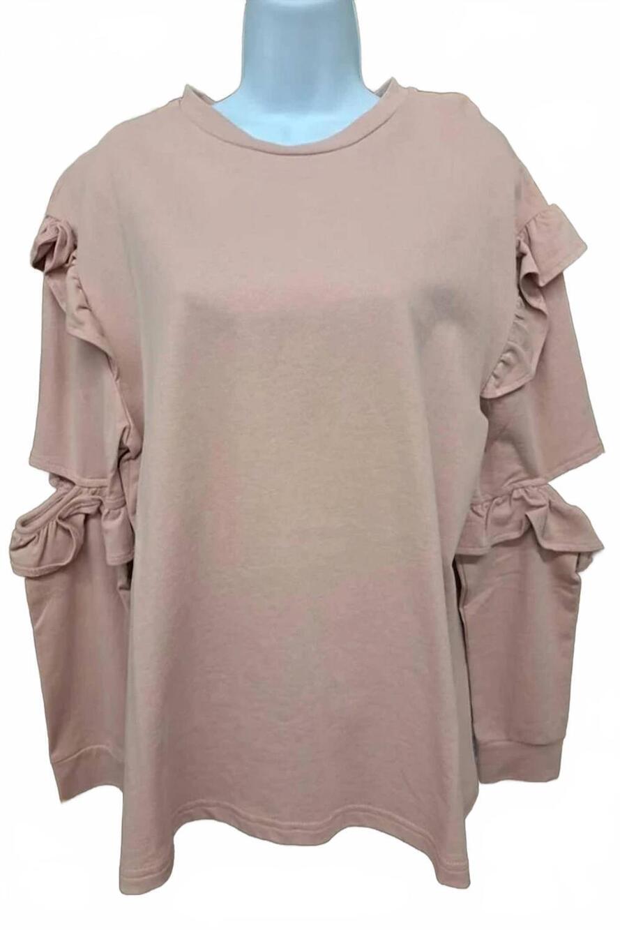 NEW VERY J women's split sleeve ruffle top in pink